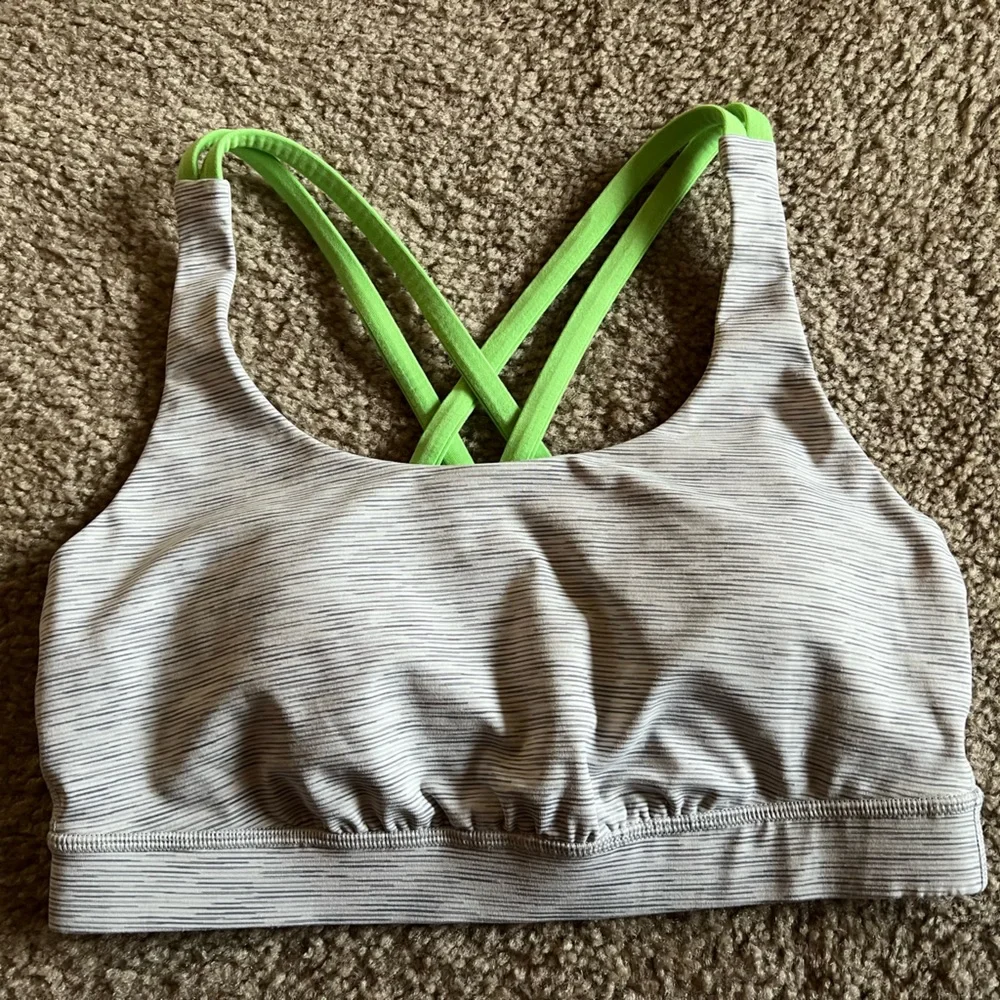 Lululemon Energy‎ Bra Sz 6 Wee Are From Space Nimbus Battleship/Citra Lime - Picture 6 of 10